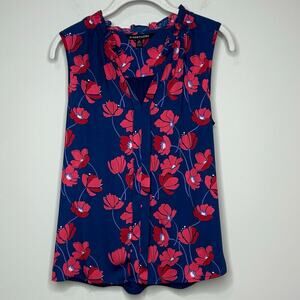 41 Hawthorn Orlee Floral Print Blouse Size XSP NWOT Ruffle Neck Mixed Media